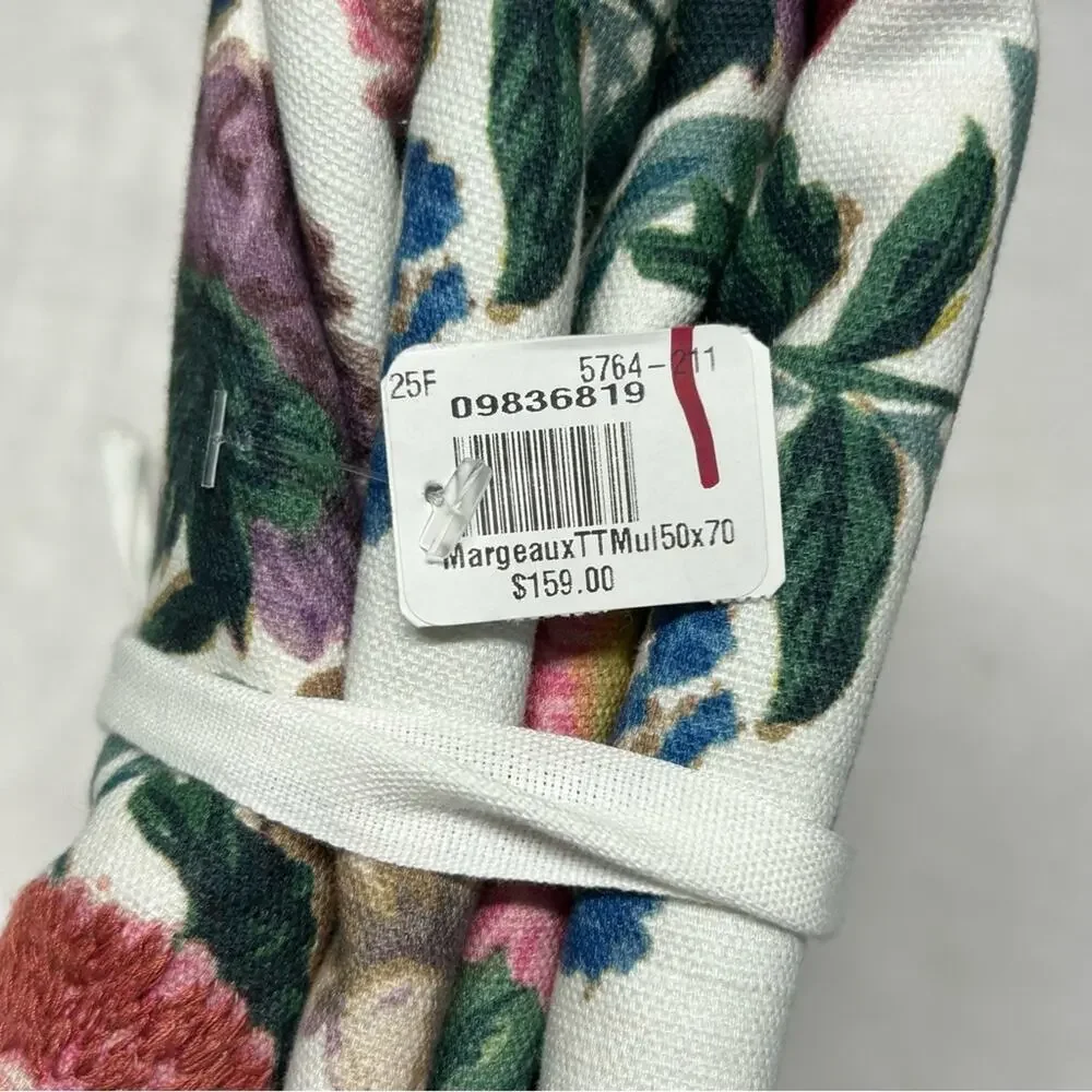 Pottery Barn Margeaux Oversized Embroidered Cotton Table Throw Cloth 50 x 70 NEW